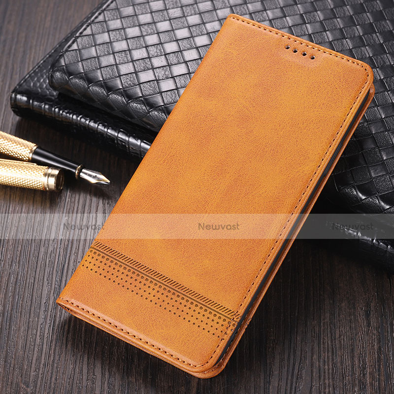 Leather Case Stands Flip Cover K03 Holder for Huawei Mate 40E 4G Light Brown