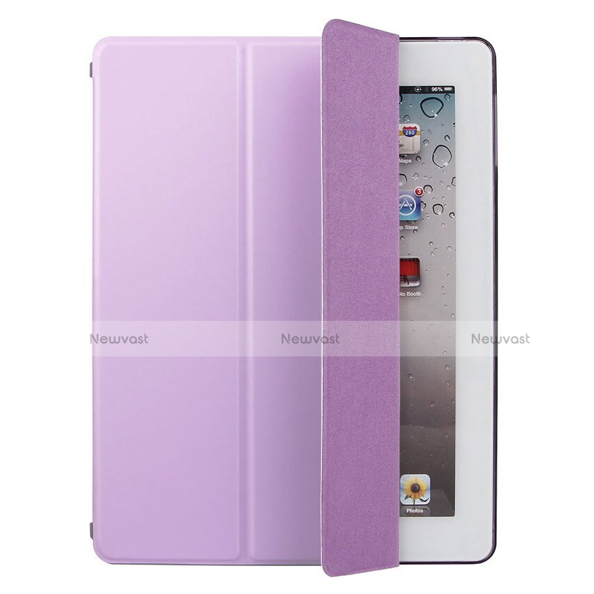 Leather Case Stands Flip Cover L01 for Apple iPad 2 Purple