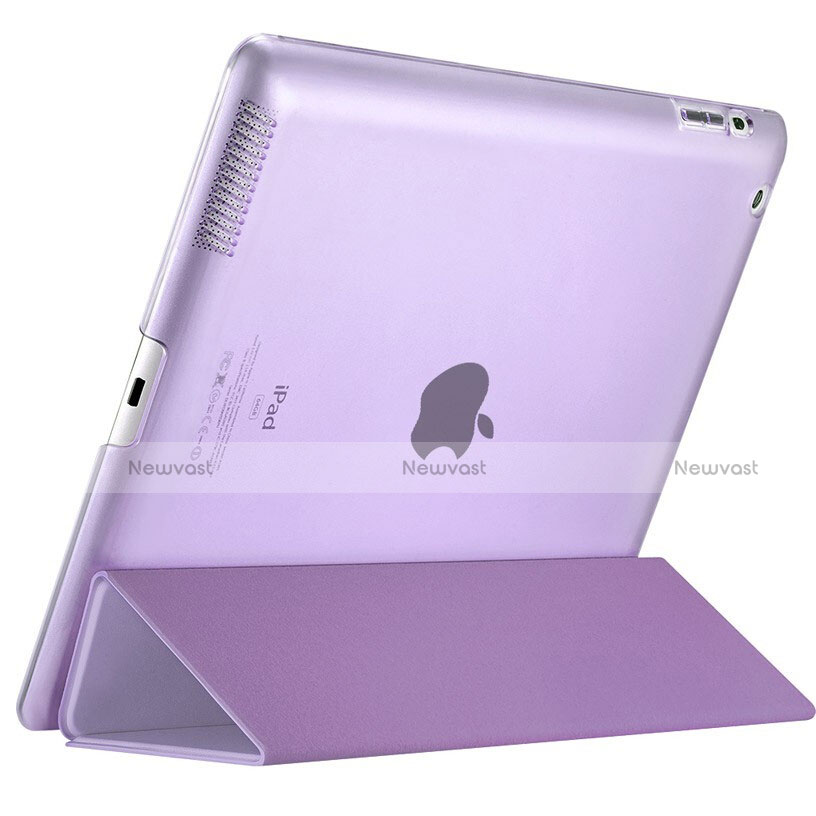 Leather Case Stands Flip Cover L01 for Apple iPad 2 Purple