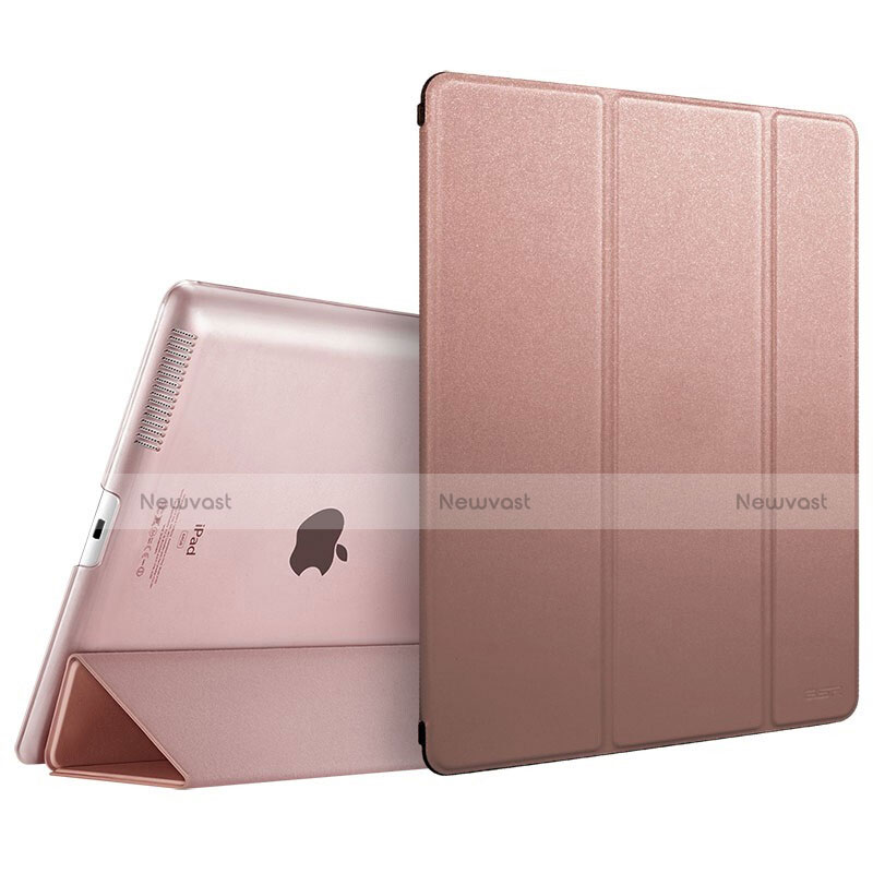 Leather Case Stands Flip Cover L01 for Apple iPad 2 Rose Gold