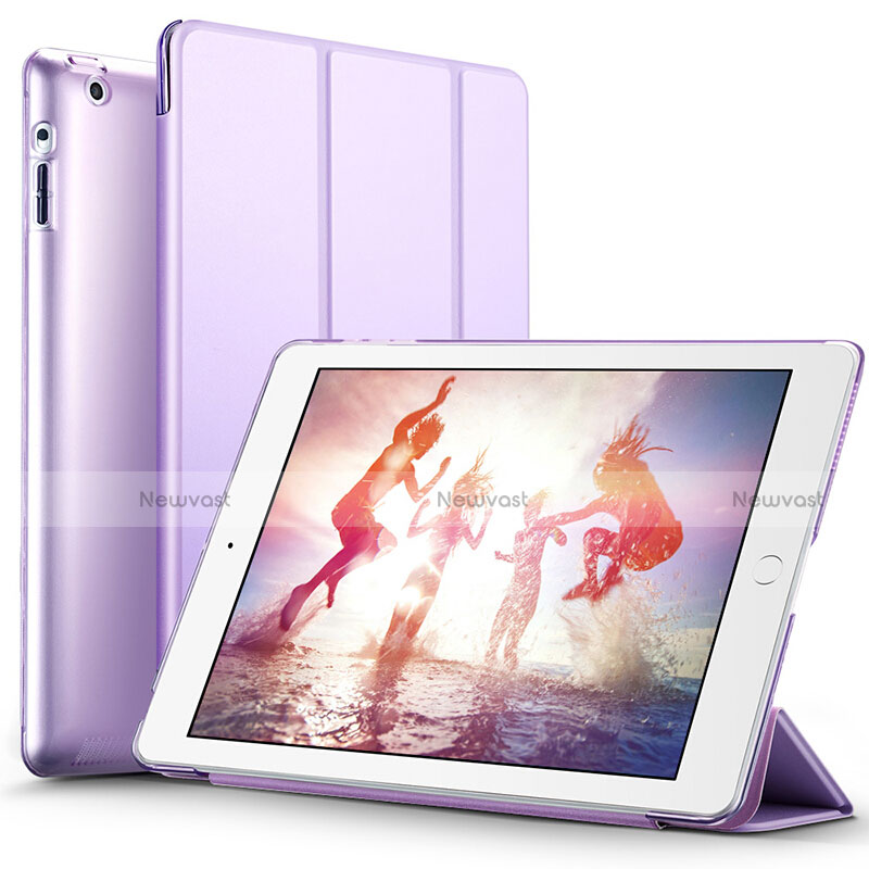 Leather Case Stands Flip Cover L01 for Apple iPad 3 Purple