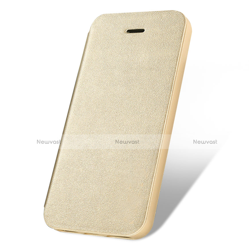 Leather Case Stands Flip Cover L01 for Apple iPhone 5 Gold