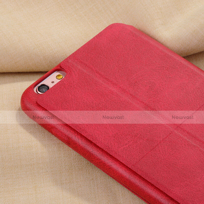 Leather Case Stands Flip Cover L01 for Apple iPhone 6 Plus Red