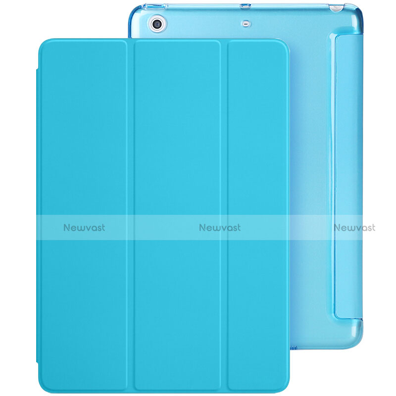 Leather Case Stands Flip Cover L01 for Apple New iPad 9.7 (2017) Sky Blue