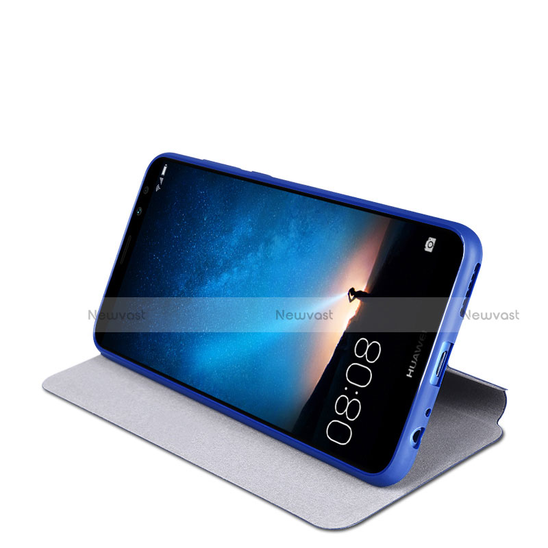 Leather Case Stands Flip Cover L01 for Huawei G10 Blue