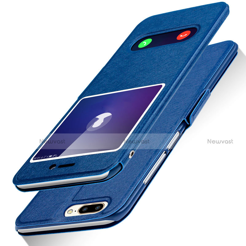 Leather Case Stands Flip Cover L01 for Huawei Honor 9 Lite Blue