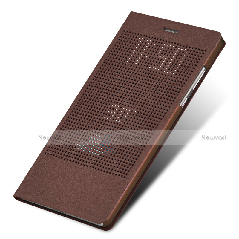 Leather Case Stands Flip Cover L01 for Huawei Honor V8 Max Brown