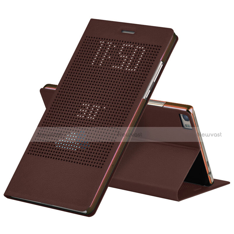 Leather Case Stands Flip Cover L01 for Huawei Honor V8 Max Brown