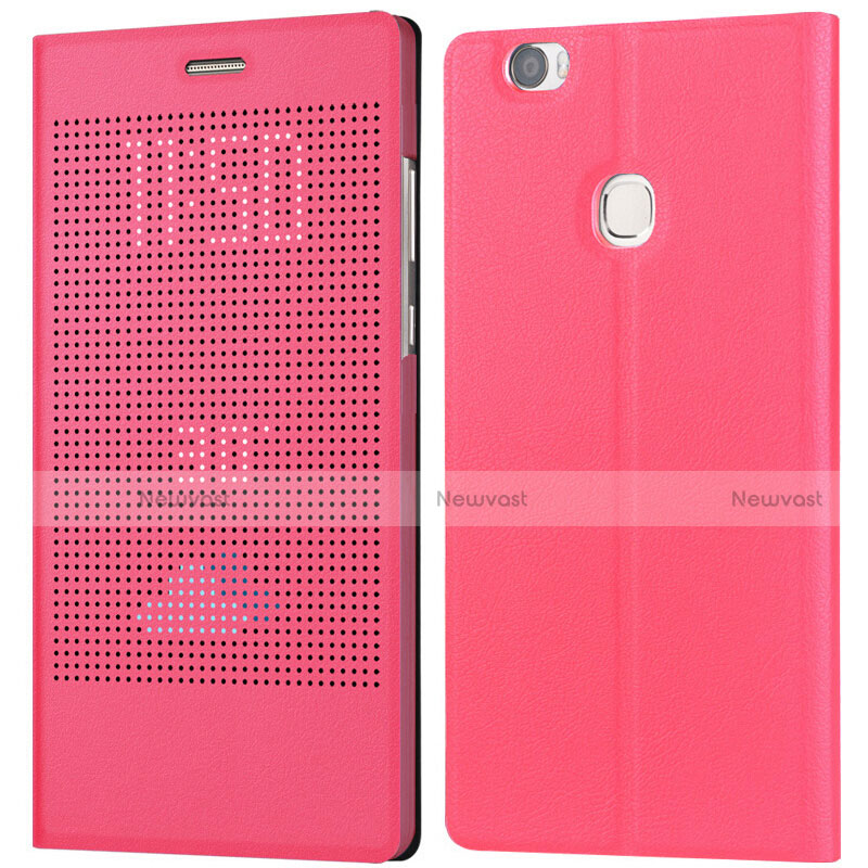 Leather Case Stands Flip Cover L01 for Huawei Honor V8 Max Hot Pink