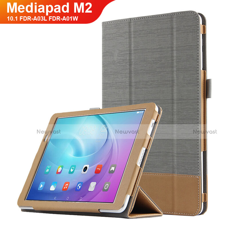 Leather Case Stands Flip Cover L01 for Huawei MediaPad M2 10.1 FDR-A03L FDR-A01W Gray