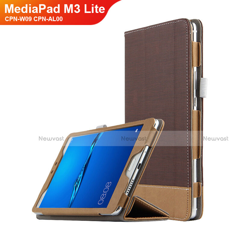 Leather Case Stands Flip Cover L01 for Huawei MediaPad M3 Lite 8.0 CPN-W09 CPN-AL00 Brown