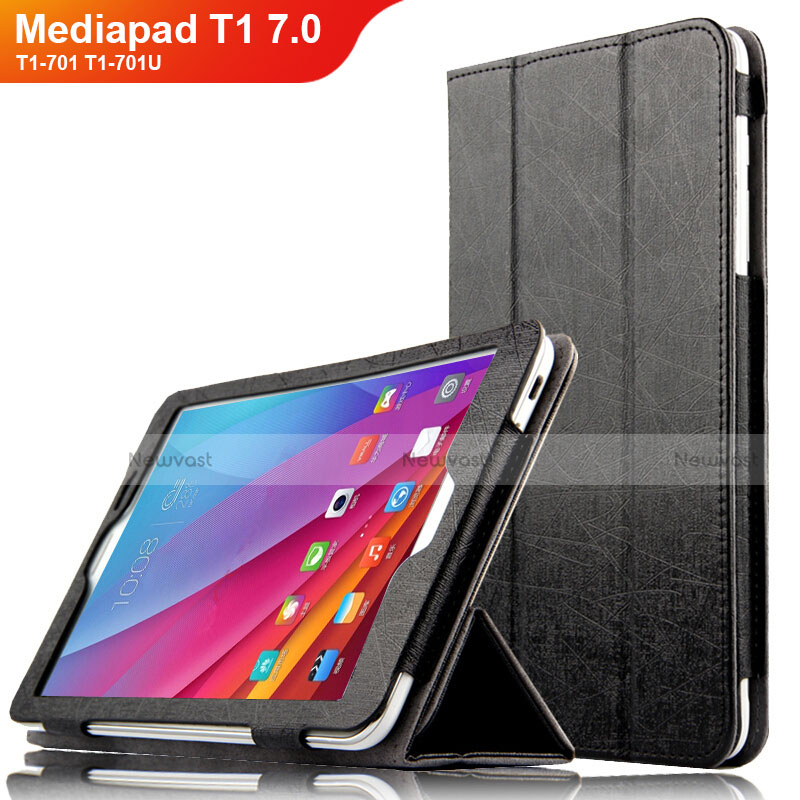 Leather Case Stands Flip Cover L01 for Huawei Mediapad T2 7.0 BGO-DL09 BGO-L03 Black