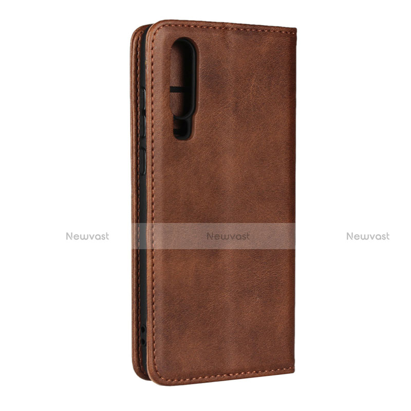 Leather Case Stands Flip Cover L01 for Huawei P30 Brown