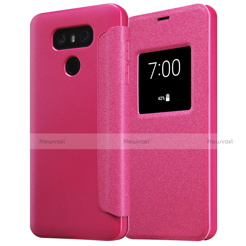 Leather Case Stands Flip Cover L01 for LG G6 Red