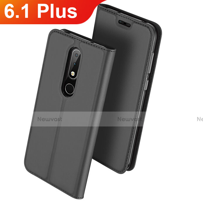 Leather Case Stands Flip Cover L01 for Nokia 6.1 Plus Black