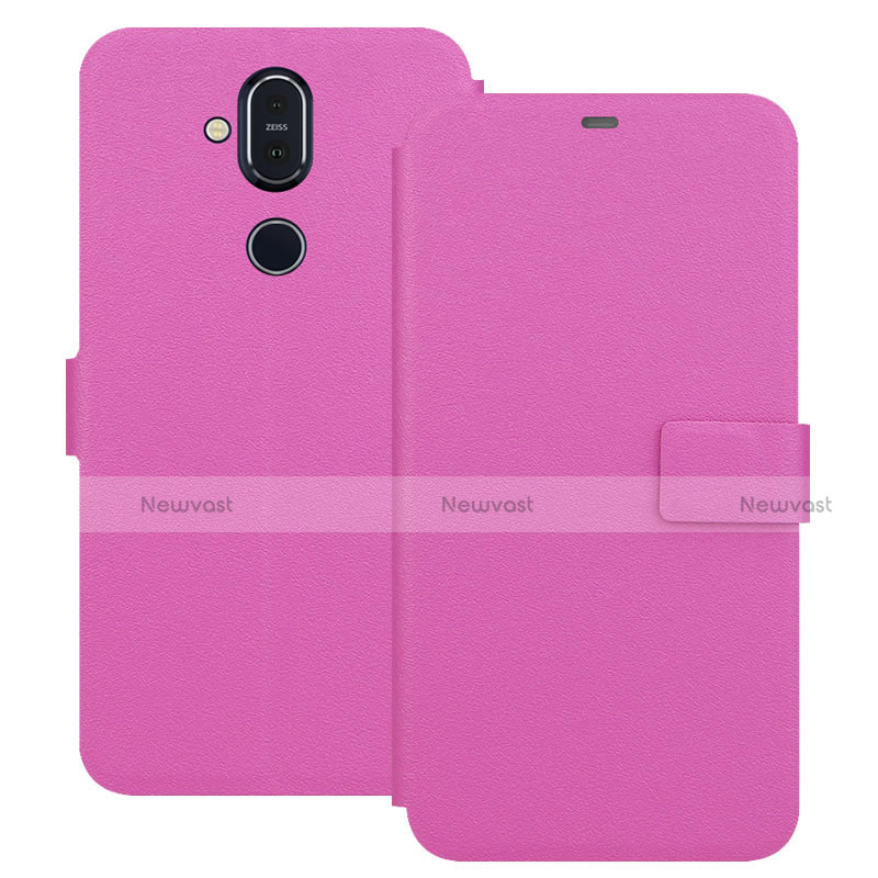 Leather Case Stands Flip Cover L01 for Nokia 7.1 Plus Pink