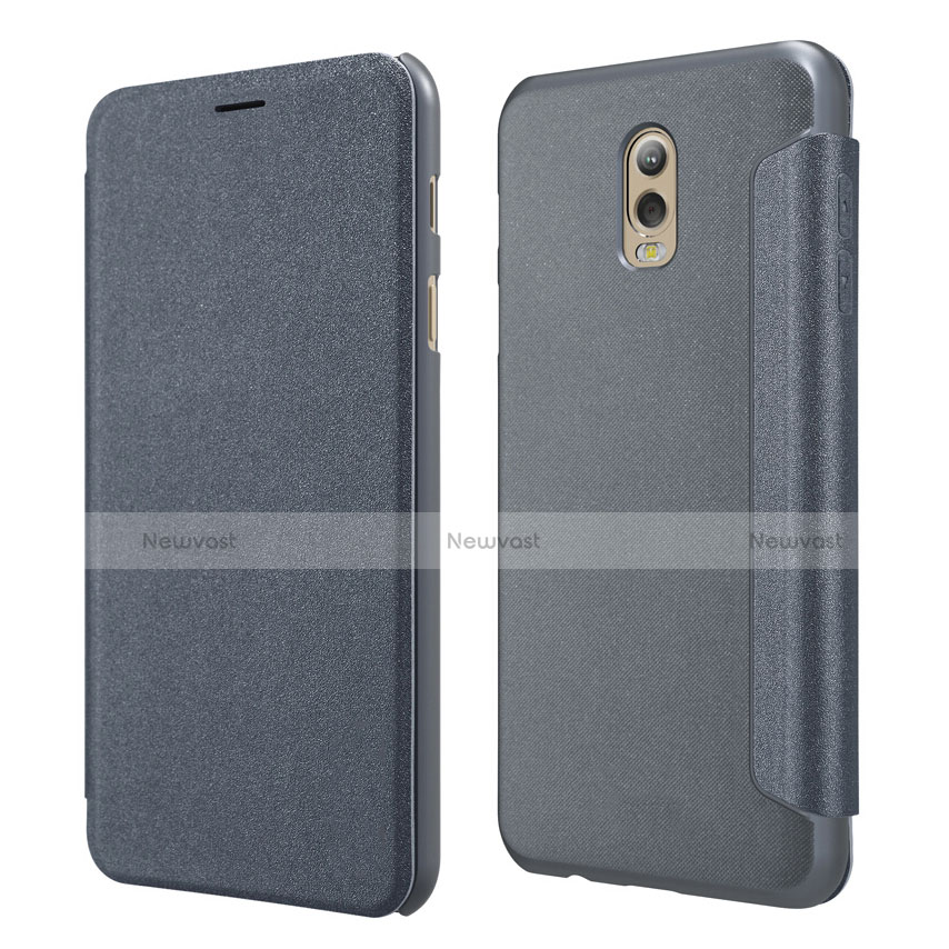 Leather Case Stands Flip Cover L01 for Samsung Galaxy J7 Plus Black