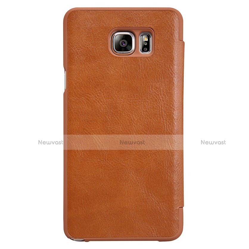 Leather Case Stands Flip Cover L01 for Samsung Galaxy Note 5 N9200 N920 N920F Brown