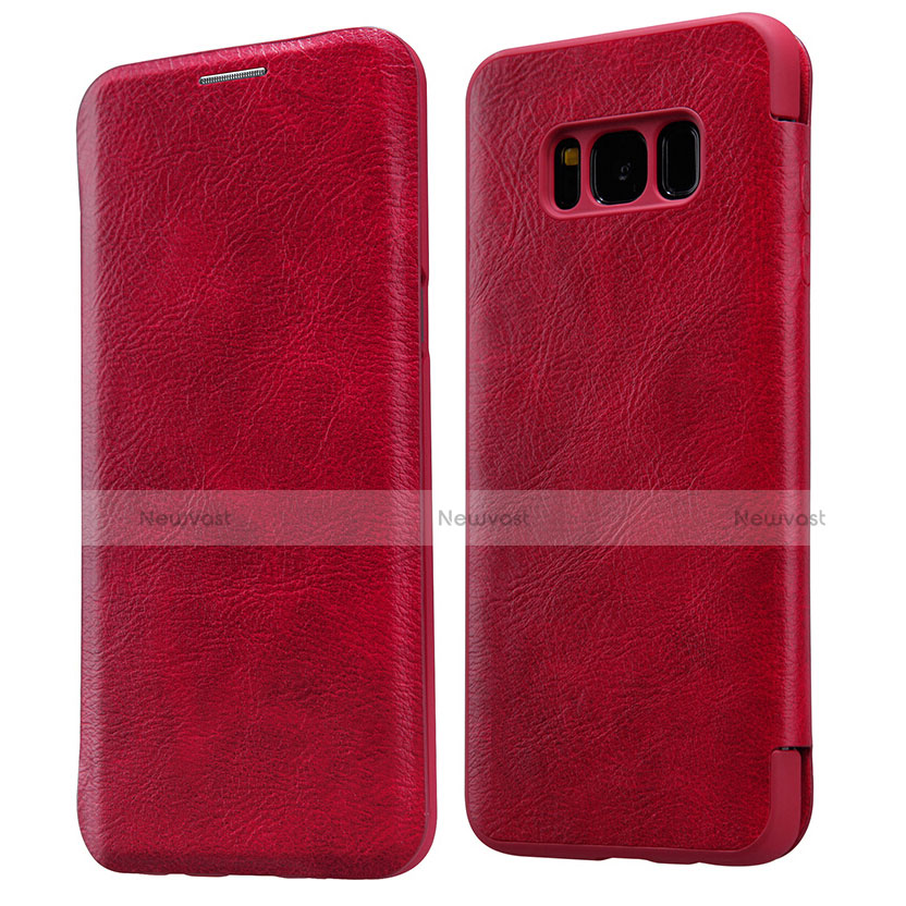 Leather Case Stands Flip Cover L01 for Samsung Galaxy S8 Red