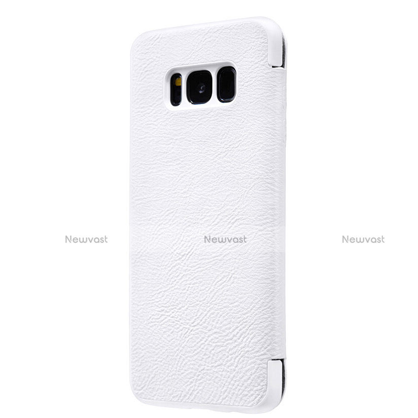 Leather Case Stands Flip Cover L01 for Samsung Galaxy S8 White