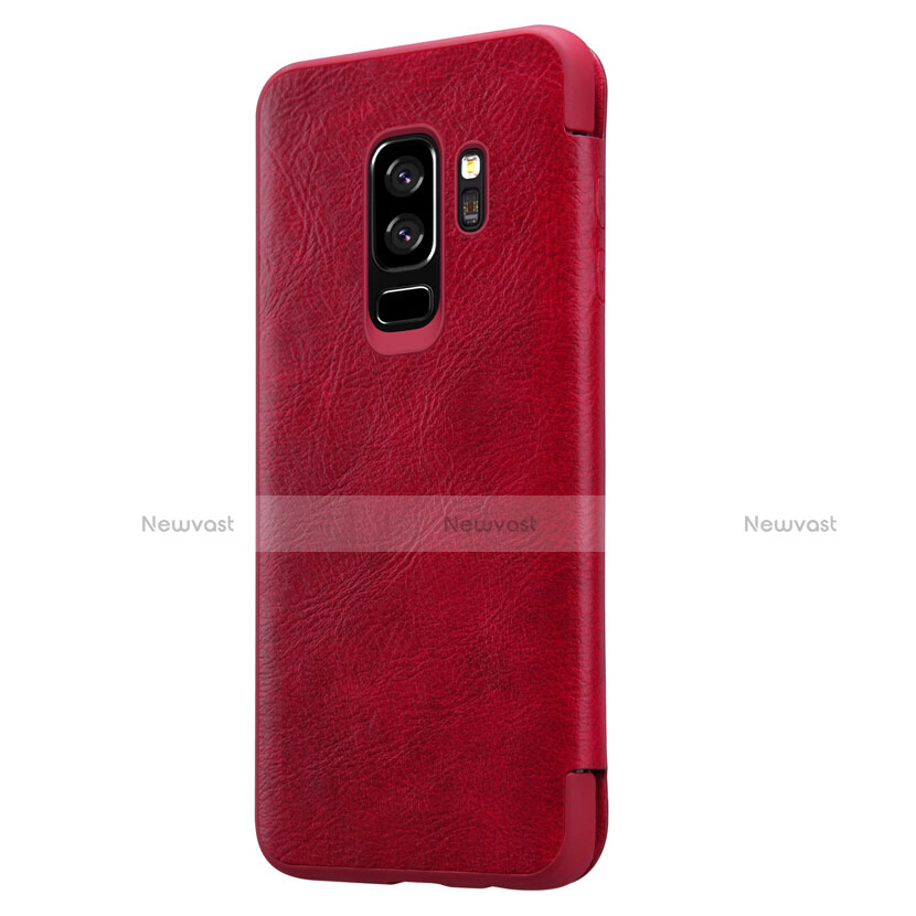 Leather Case Stands Flip Cover L01 for Samsung Galaxy S9 Plus Red