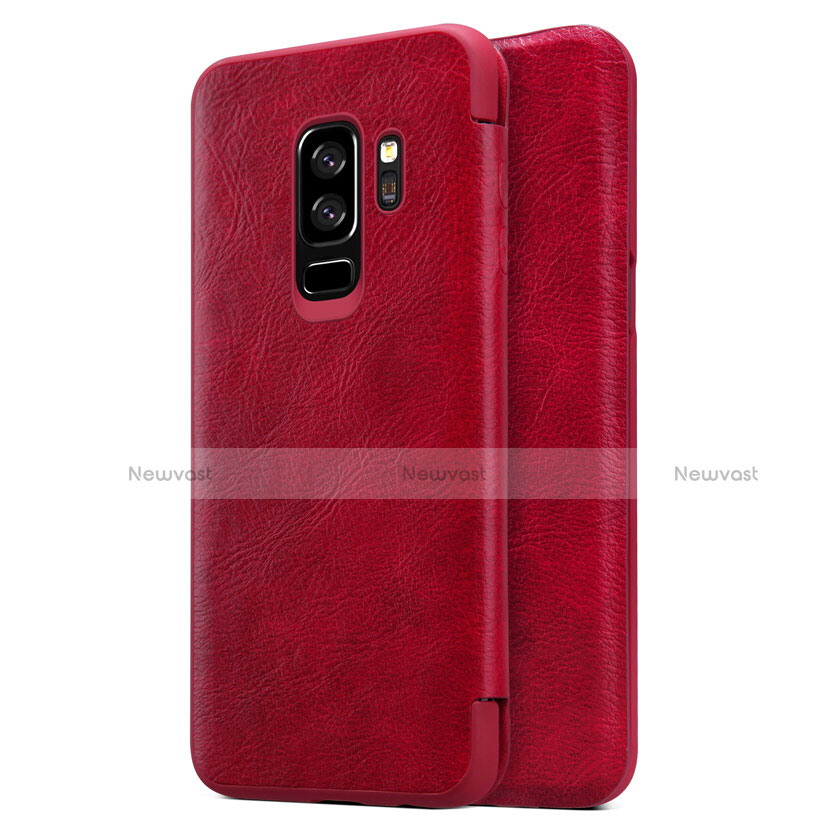 Leather Case Stands Flip Cover L01 for Samsung Galaxy S9 Plus Red