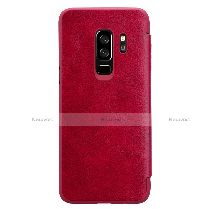 Leather Case Stands Flip Cover L01 for Samsung Galaxy S9 Plus Red