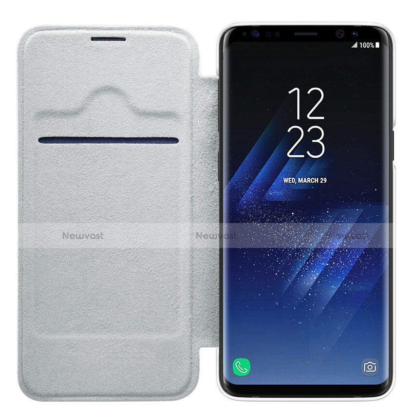 Leather Case Stands Flip Cover L01 for Samsung Galaxy S9 White