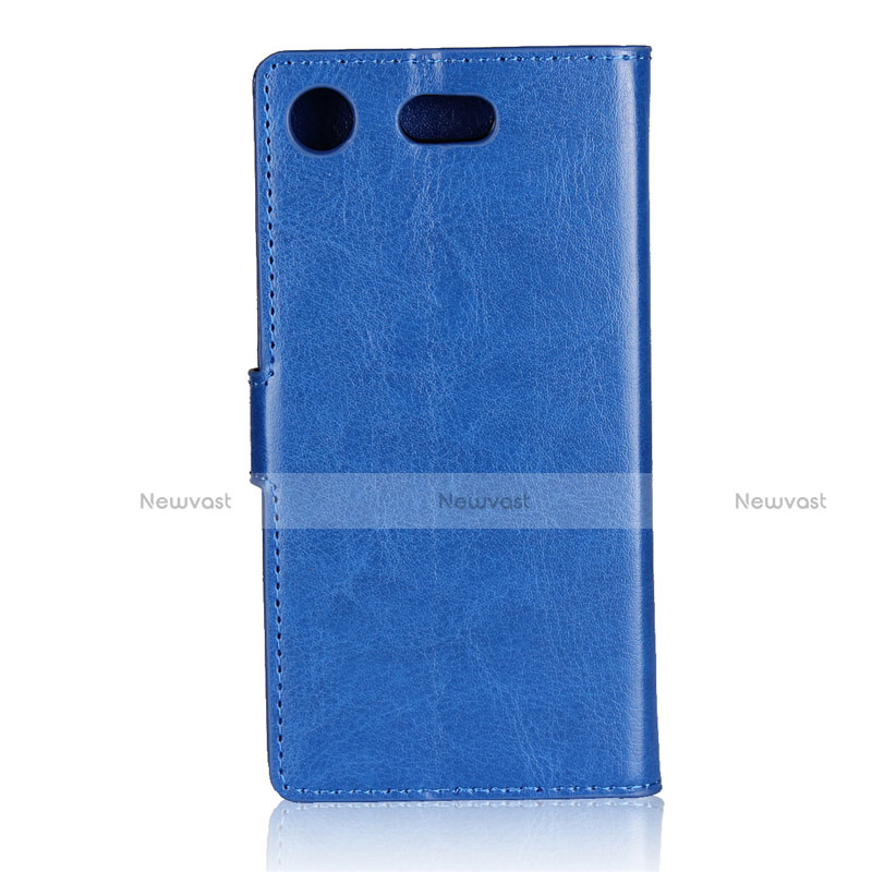 Leather Case Stands Flip Cover L01 for Sony Xperia XZ1 Compact Blue