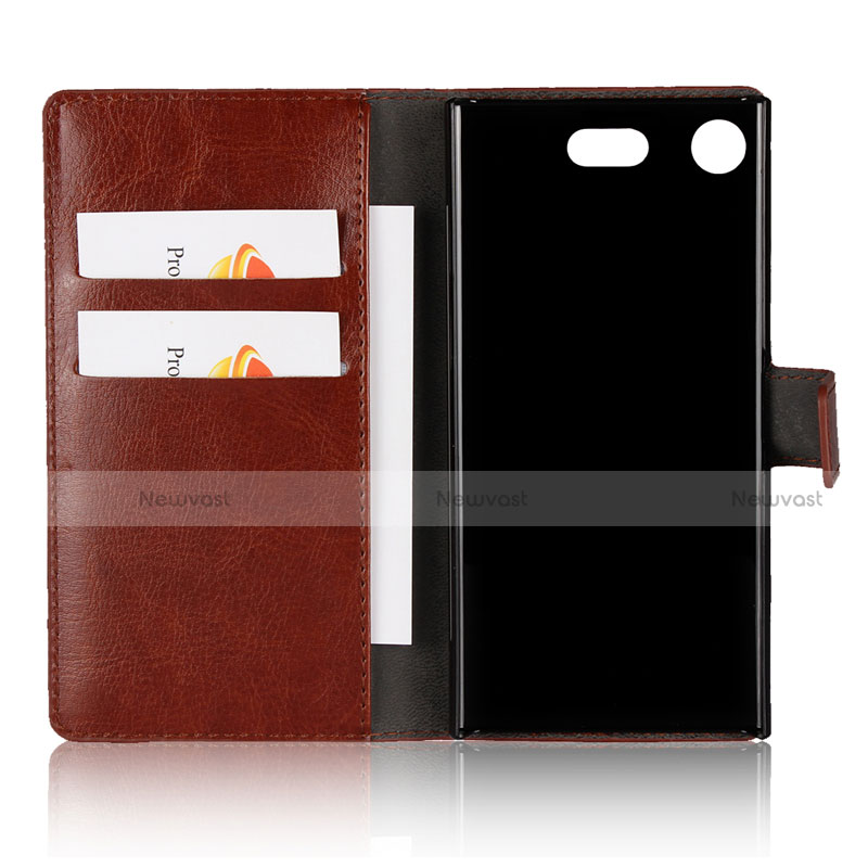 Leather Case Stands Flip Cover L01 for Sony Xperia XZ1 Compact Brown