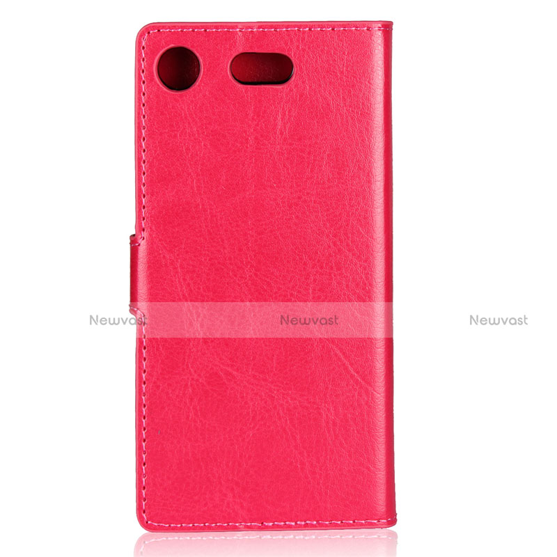 Leather Case Stands Flip Cover L01 for Sony Xperia XZ1 Compact Hot Pink