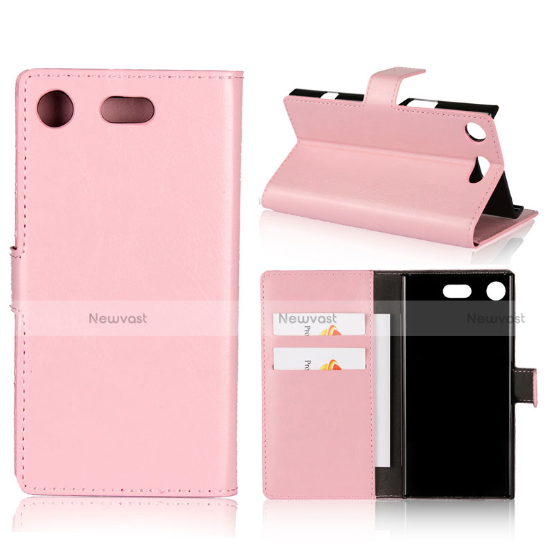 Leather Case Stands Flip Cover L01 for Sony Xperia XZ1 Compact Pink