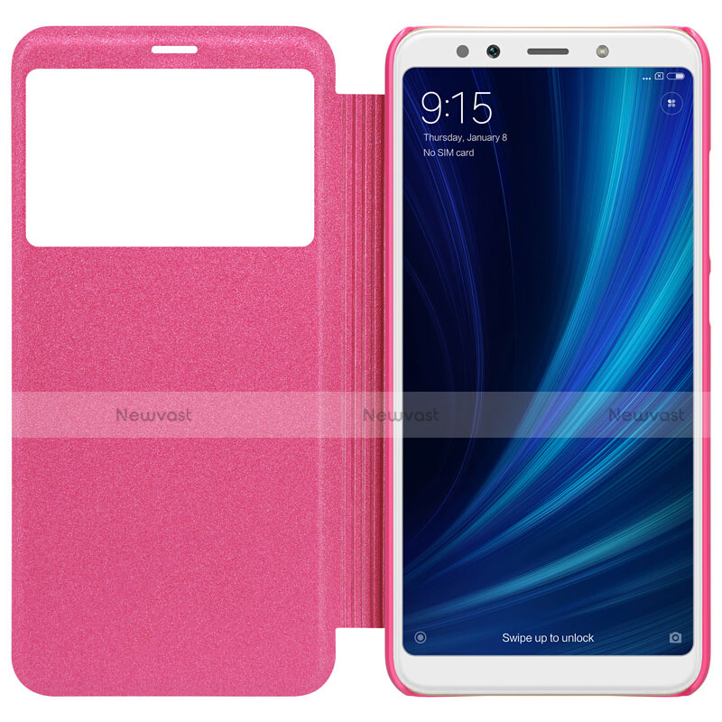 Leather Case Stands Flip Cover L01 for Xiaomi Mi 6X Hot Pink