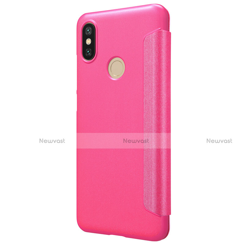 Leather Case Stands Flip Cover L01 for Xiaomi Mi 6X Hot Pink