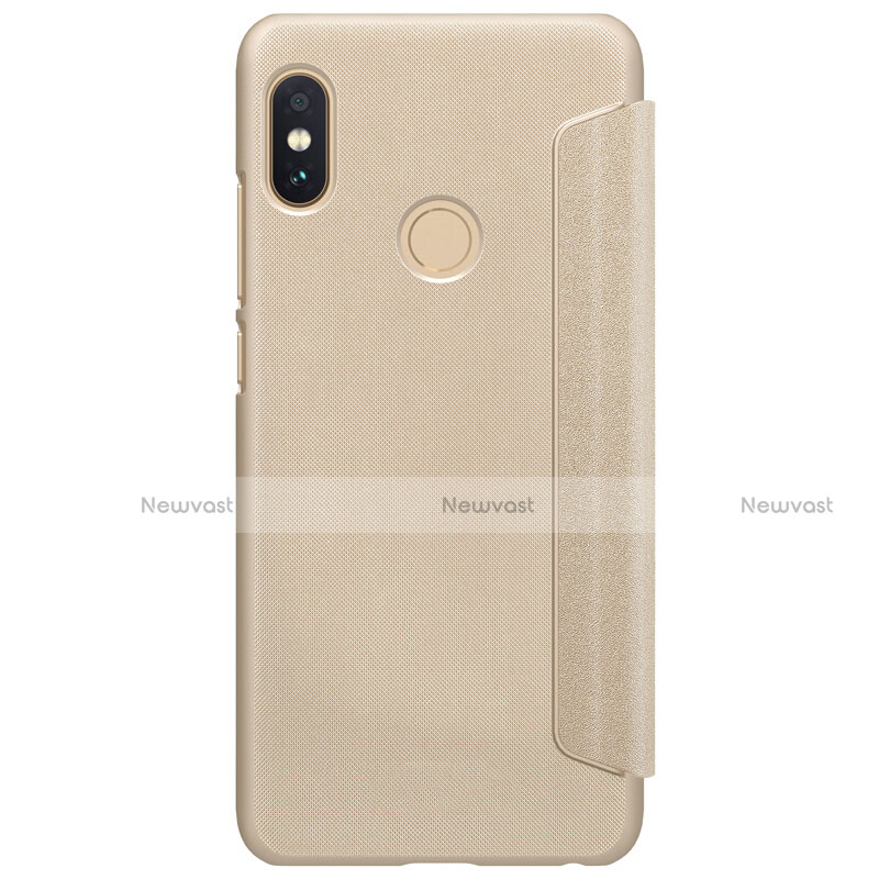 Leather Case Stands Flip Cover L01 for Xiaomi Redmi Note 5 AI Dual Camera Gold