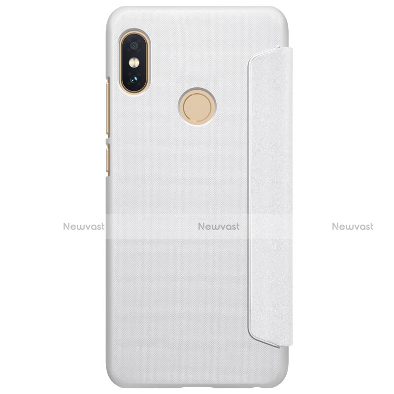 Leather Case Stands Flip Cover L01 for Xiaomi Redmi Note 5 AI Dual Camera White