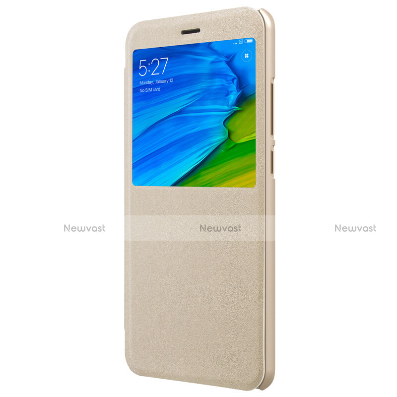 Leather Case Stands Flip Cover L01 for Xiaomi Redmi Note 5 Gold