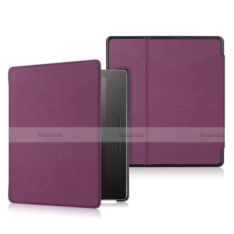 Leather Case Stands Flip Cover L01 Holder for Amazon Kindle Oasis 7 inch Purple