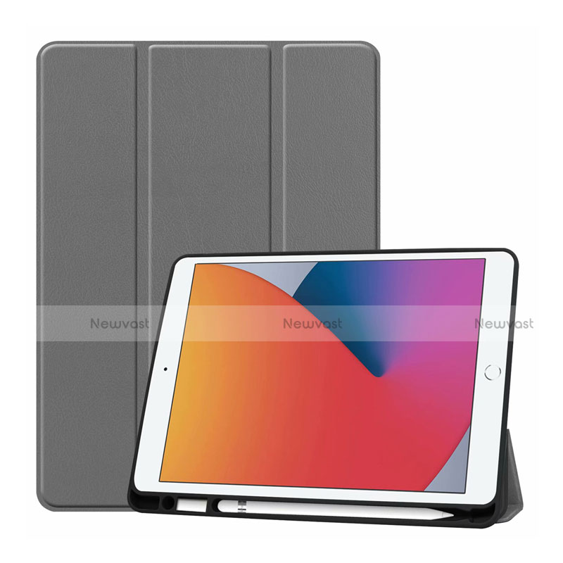 Leather Case Stands Flip Cover L01 Holder for Apple iPad 10.2 (2019) Gray