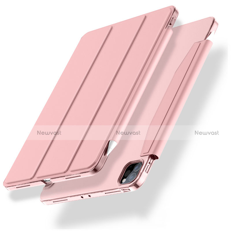 Leather Case Stands Flip Cover L01 Holder for Apple iPad Pro 11 (2020) Rose Gold