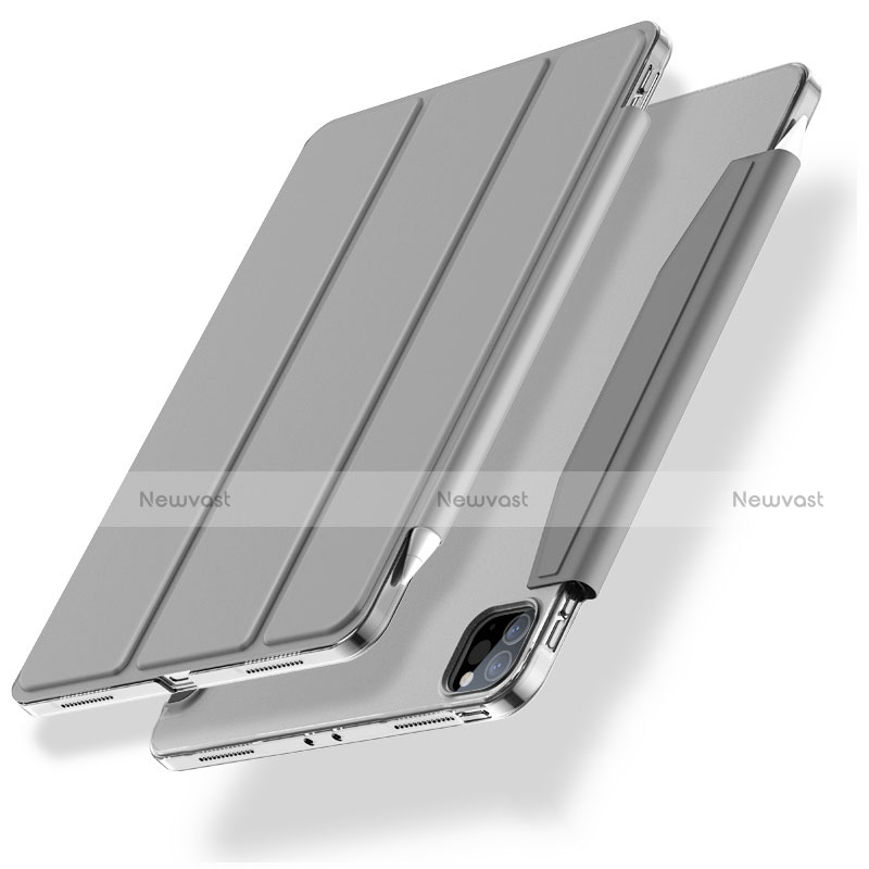 Leather Case Stands Flip Cover L01 Holder for Apple iPad Pro 12.9 (2021) Silver