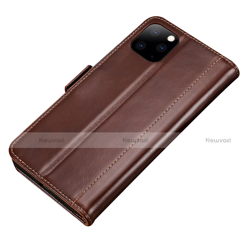 Leather Case Stands Flip Cover L01 Holder for Apple iPhone 11 Pro Max Brown