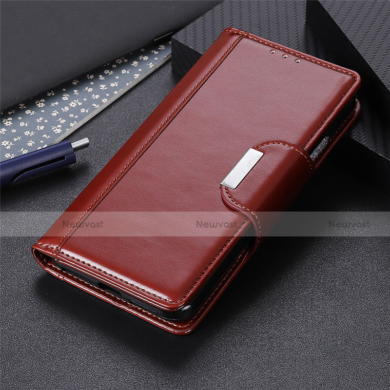 Leather Case Stands Flip Cover L01 Holder for Apple iPhone 12 Pro Brown