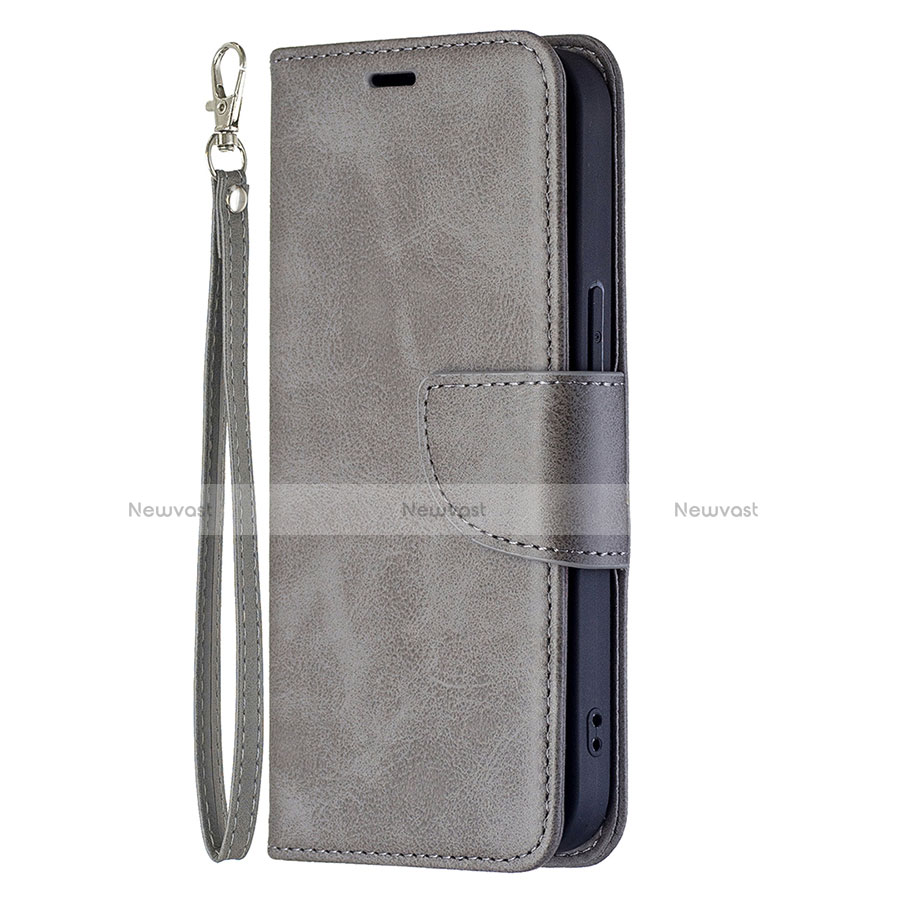 Leather Case Stands Flip Cover L01 Holder for Apple iPhone 13 Gray