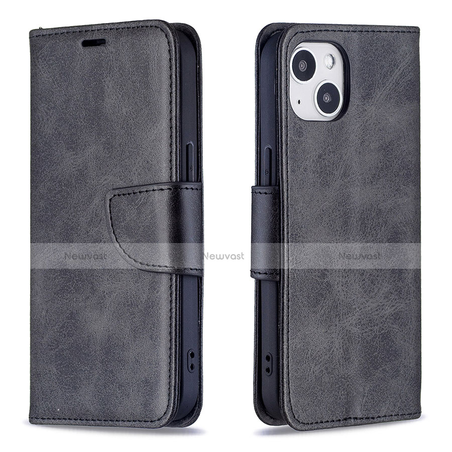 Leather Case Stands Flip Cover L01 Holder for Apple iPhone 13 Mini Black