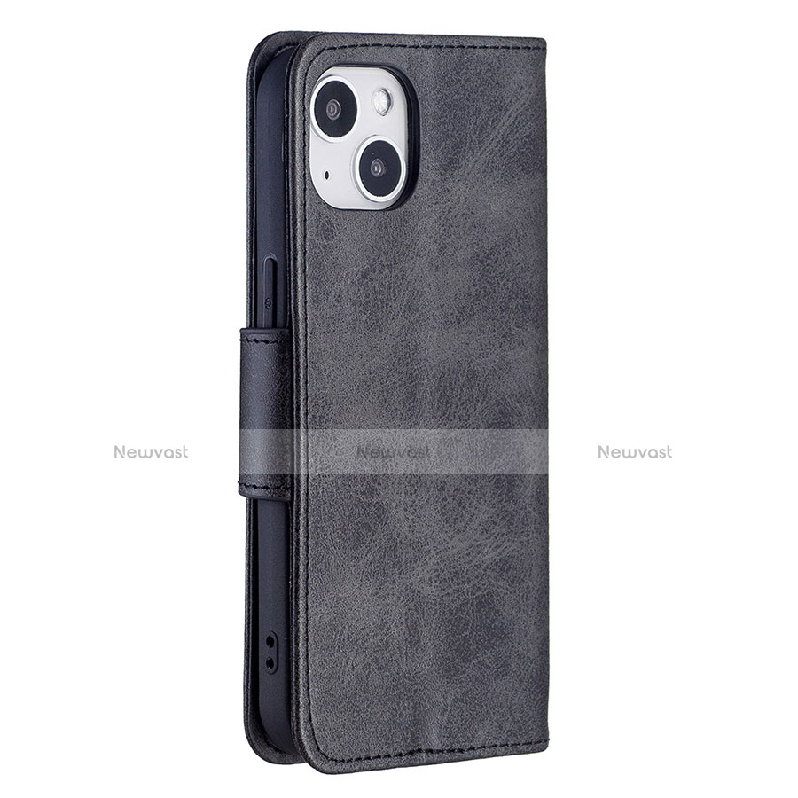 Leather Case Stands Flip Cover L01 Holder for Apple iPhone 13 Mini Black