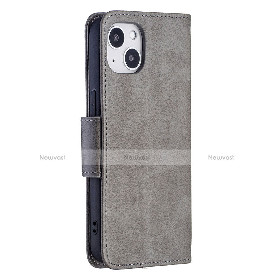 Leather Case Stands Flip Cover L01 Holder for Apple iPhone 13 Mini Gray