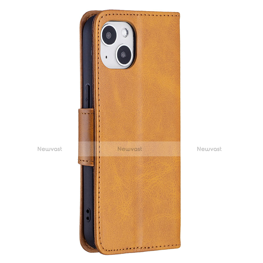 Leather Case Stands Flip Cover L01 Holder for Apple iPhone 13 Mini Yellow