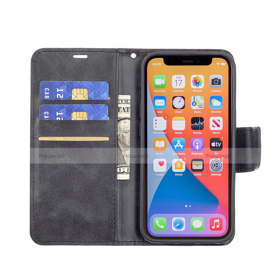 Leather Case Stands Flip Cover L01 Holder for Apple iPhone 13 Pro Max Black