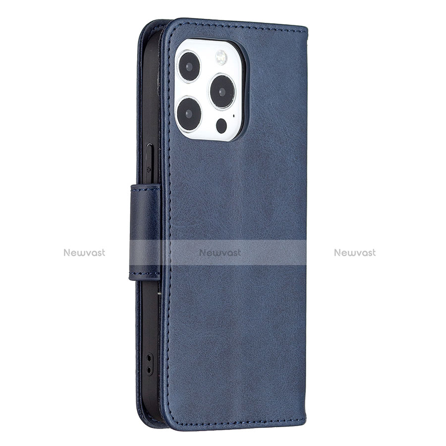 Leather Case Stands Flip Cover L01 Holder for Apple iPhone 13 Pro Max Blue